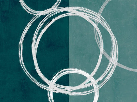 Unity Green I White Modern Wood Framed Art Print with Double Matting by Harris, Natalie