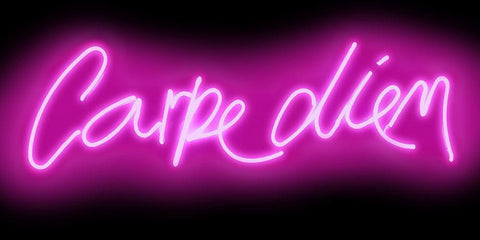 Neon Carpe Diem PB Black Ornate Wood Framed Art Print with Double Matting by Carr, Hailey