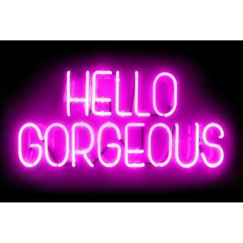 Neon Hello Gorgeous PB Black Modern Wood Framed Art Print by Carr, Hailey