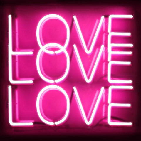 Neon Love Love Love PB Black Modern Wood Framed Art Print by Carr, Hailey