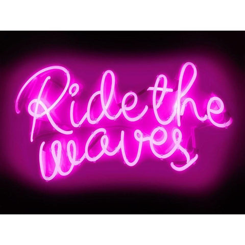 Neon Ride The Waves PB Black Modern Wood Framed Art Print with Double Matting by Carr, Hailey