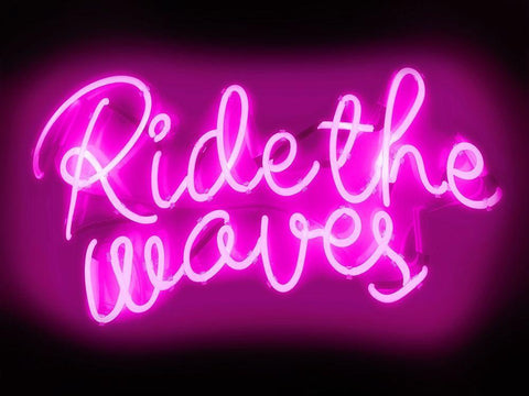 Neon Ride The Waves PB Black Ornate Wood Framed Art Print with Double Matting by Carr, Hailey