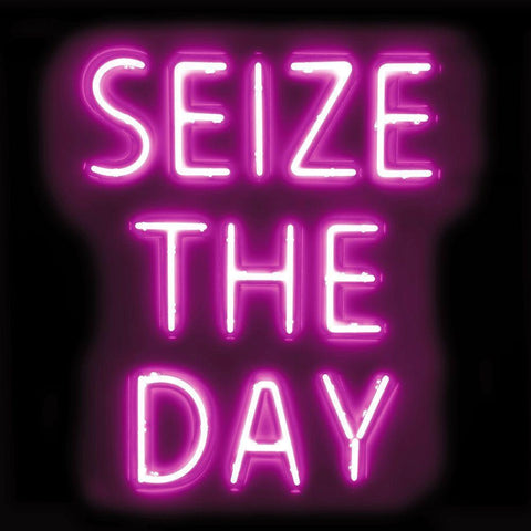 Neon Seize The Day PB Black Modern Wood Framed Art Print by Carr, Hailey