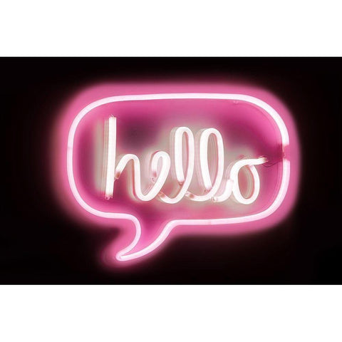 Neon Hello PB Black Modern Wood Framed Art Print with Double Matting by Carr, Hailey