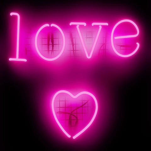 Neon Love Heart PB Black Ornate Wood Framed Art Print with Double Matting by Carr, Hailey