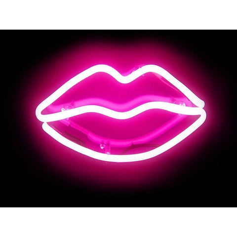 Neon Lips PB White Modern Wood Framed Art Print by Carr, Hailey