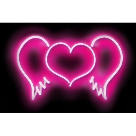 Neon Heart Wings PB White Modern Wood Framed Art Print by Carr, Hailey