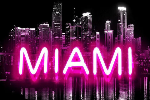 Neon Miami PB White Modern Wood Framed Art Print with Double Matting by Carr, Hailey
