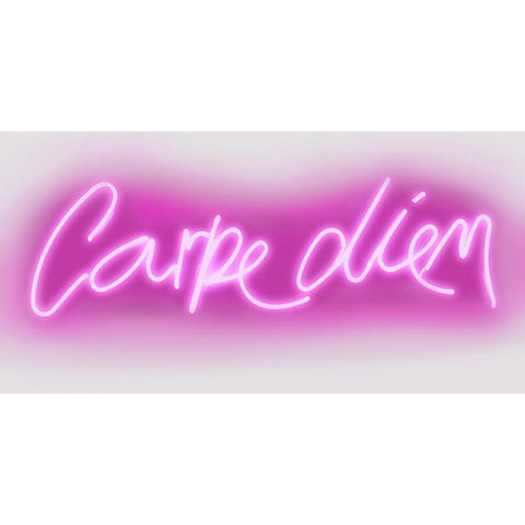 Neon Carpe Diem PW Black Modern Wood Framed Art Print with Double Matting by Carr, Hailey