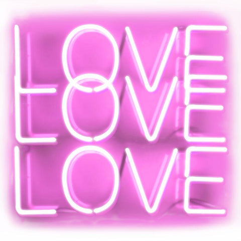 Neon Love Love Love PW Black Modern Wood Framed Art Print by Carr, Hailey