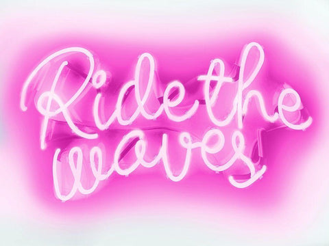 Neon Ride The Waves PW White Modern Wood Framed Art Print with Double Matting by Carr, Hailey