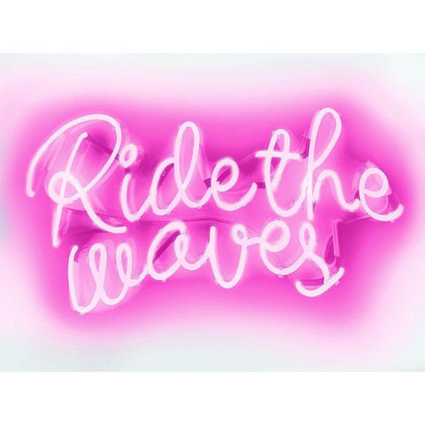 Neon Ride The Waves PW Black Modern Wood Framed Art Print by Carr, Hailey