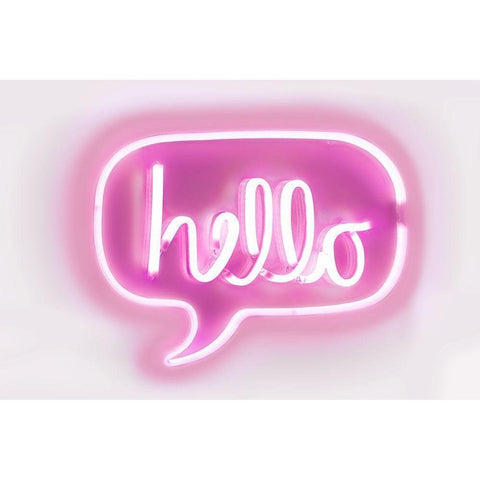 Neon Hello PW White Modern Wood Framed Art Print by Carr, Hailey