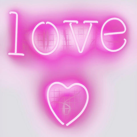 Neon Love Heart PW White Modern Wood Framed Art Print by Carr, Hailey