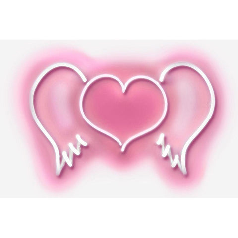 Neon Heart Wings PW White Modern Wood Framed Art Print by Carr, Hailey