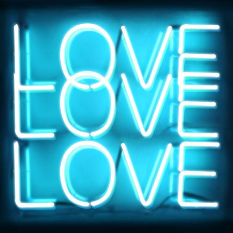 Neon Love Love Love AB Gold Ornate Wood Framed Art Print with Double Matting by Carr, Hailey