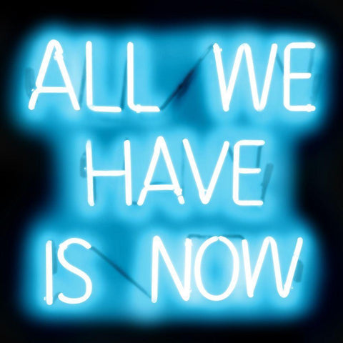 Neon All We Have Is Now AB Black Ornate Wood Framed Art Print with Double Matting by Carr, Hailey