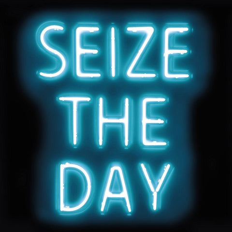Neon Seize The Day AB White Modern Wood Framed Art Print by Carr, Hailey
