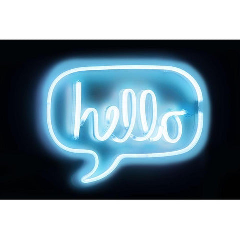 Neon Hello AB Black Modern Wood Framed Art Print by Carr, Hailey