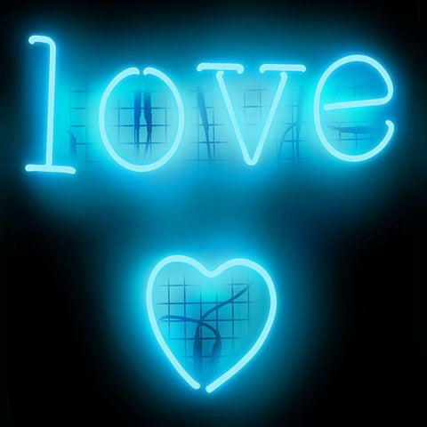 Neon Love Heart AB White Modern Wood Framed Art Print by Carr, Hailey