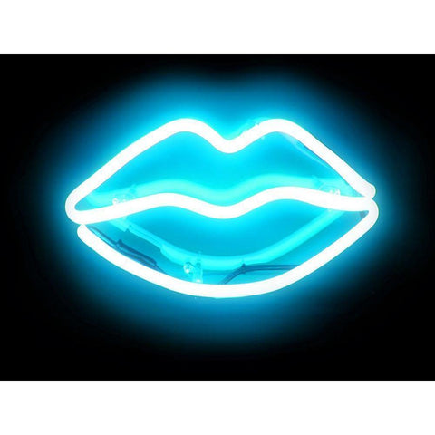 Neon Lips AB Gold Ornate Wood Framed Art Print with Double Matting by Carr, Hailey