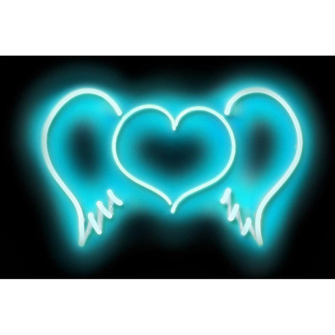 Neon Heart Wings AB Gold Ornate Wood Framed Art Print with Double Matting by Carr, Hailey