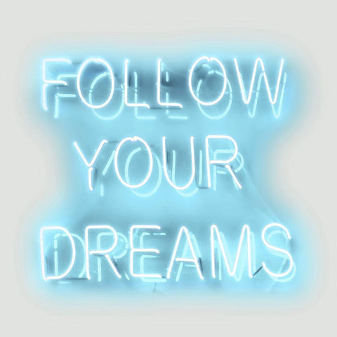 Neon Follow Your Dreams AW Gold Ornate Wood Framed Art Print with Double Matting by Carr, Hailey