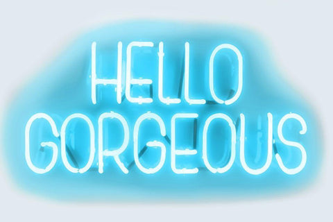 Neon Hello Gorgeous AW White Modern Wood Framed Art Print with Double Matting by Carr, Hailey