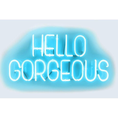 Neon Hello Gorgeous AW White Modern Wood Framed Art Print by Carr, Hailey
