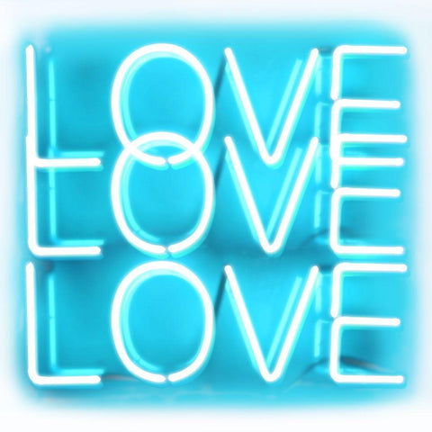 Neon Love Love Love AW Black Modern Wood Framed Art Print by Carr, Hailey