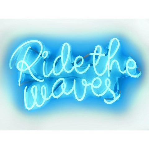 Neon Ride The Waves AW Black Modern Wood Framed Art Print with Double Matting by Carr, Hailey