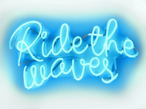 Neon Ride The Waves AW White Modern Wood Framed Art Print with Double Matting by Carr, Hailey