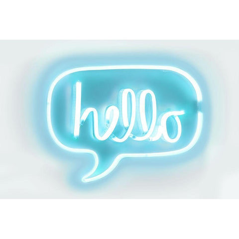 Neon Hello AW Black Modern Wood Framed Art Print by Carr, Hailey
