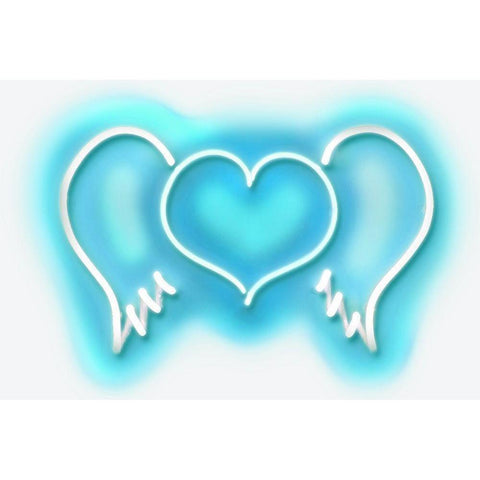 Neon Heart Wings AW White Modern Wood Framed Art Print by Carr, Hailey