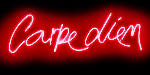 Neon Carpe Diem RB White Modern Wood Framed Art Print with Double Matting by Carr, Hailey