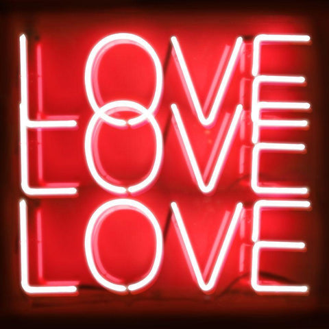 Neon Love Love Love RB Gold Ornate Wood Framed Art Print with Double Matting by Carr, Hailey