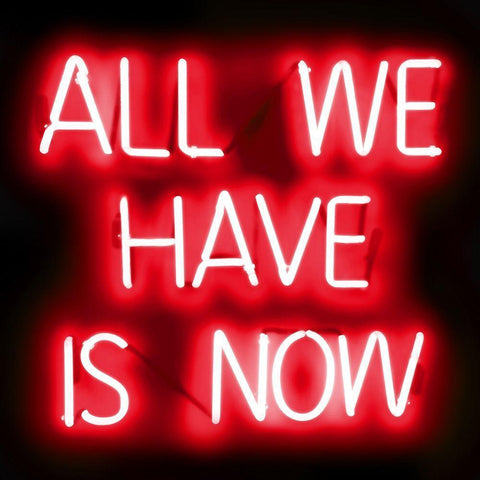 Neon All We Have Is Now RB Black Modern Wood Framed Art Print by Carr, Hailey