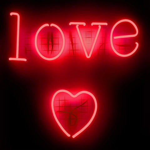 Neon Love Heart RB Gold Ornate Wood Framed Art Print with Double Matting by Carr, Hailey