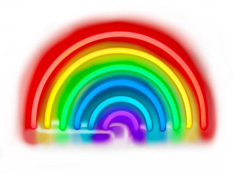 Neon Rainbow W  Black Ornate Wood Framed Art Print with Double Matting by Carr, Hailey