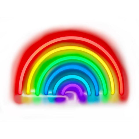 Neon Rainbow W  White Modern Wood Framed Art Print by Carr, Hailey