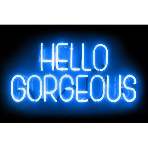 Neon Hello Gorgeous BB White Modern Wood Framed Art Print by Carr, Hailey