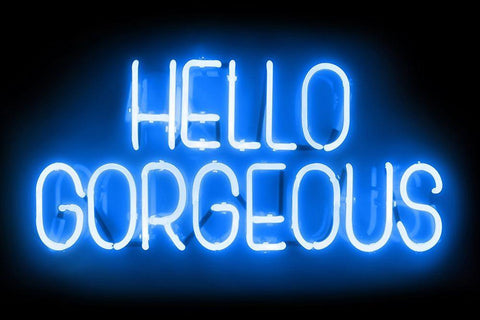 Neon Hello Gorgeous BB Black Ornate Wood Framed Art Print with Double Matting by Carr, Hailey