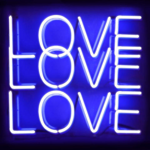 Neon Love Love Love BB Black Ornate Wood Framed Art Print with Double Matting by Carr, Hailey