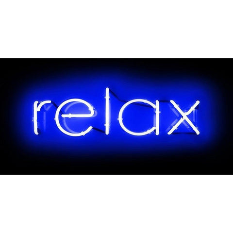 Neon Relax BB Black Modern Wood Framed Art Print with Double Matting by Carr, Hailey