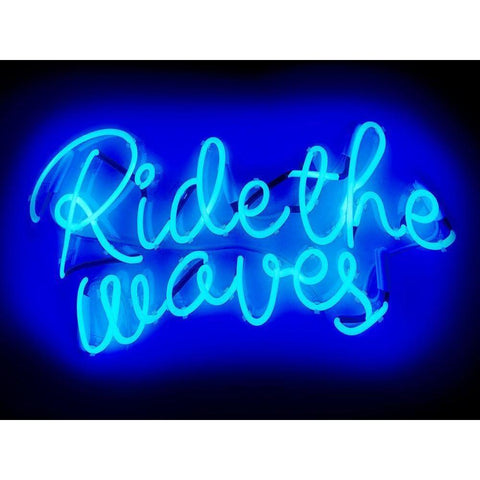 Neon Ride The Waves BB Gold Ornate Wood Framed Art Print with Double Matting by Carr, Hailey