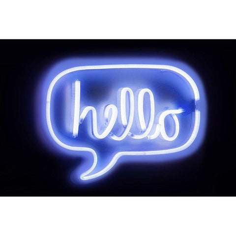 Neon Hello BB Black Modern Wood Framed Art Print with Double Matting by Carr, Hailey