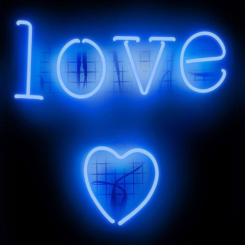 Neon Love Heart BB Black Modern Wood Framed Art Print by Carr, Hailey
