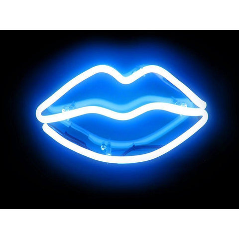 Neon Lips BB Black Modern Wood Framed Art Print with Double Matting by Carr, Hailey