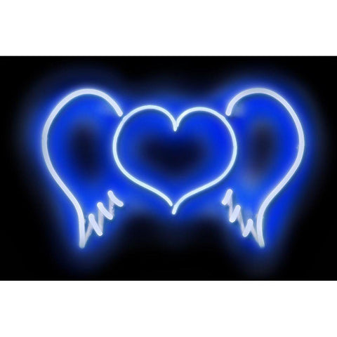 Neon Heart Wings BB White Modern Wood Framed Art Print by Carr, Hailey