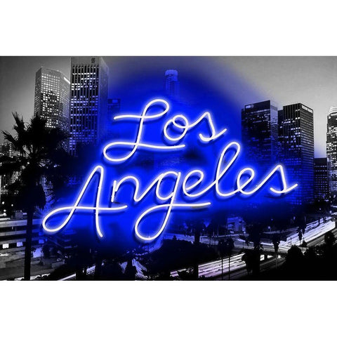 Neon Los Angeles BB White Modern Wood Framed Art Print by Carr, Hailey